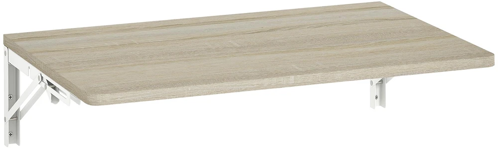 HOMCOM Sieninis sulankstomas stalas, 60x40 cm, kompaktiškas pakabinamas rašomasis stalas su užapvalintais kampais, skirtas namų biurui, svetainei, miegamajam, virtuvei, ąžuolo spalvos