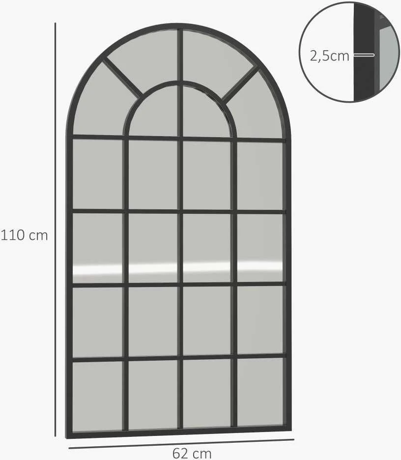 HOMCOM sieninis veidrodis, 110 x 62 cm, prieškambario veidrodis su metaliniu rėmu, pakabinamas veidrodis svetainei ir miegamajam, juodas