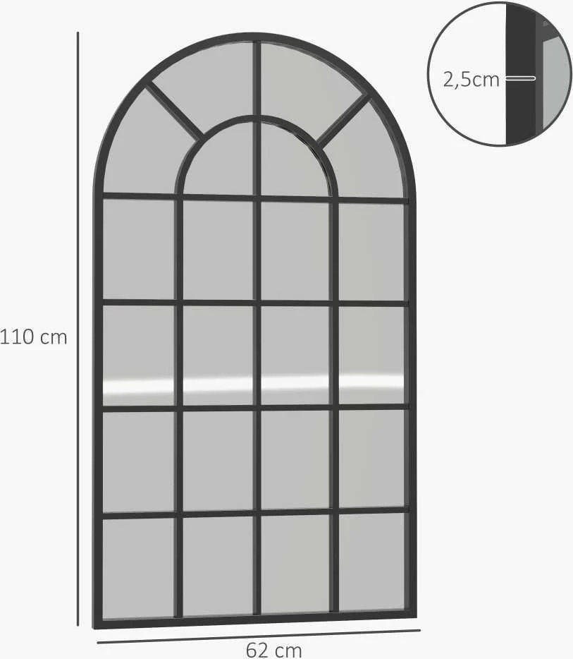HOMCOM sieninis veidrodis, 110 x 62 cm, prieškambario veidrodis su metaliniu rėmu, pakabinamas veidrodis svetainei ir miegamajam, juodas