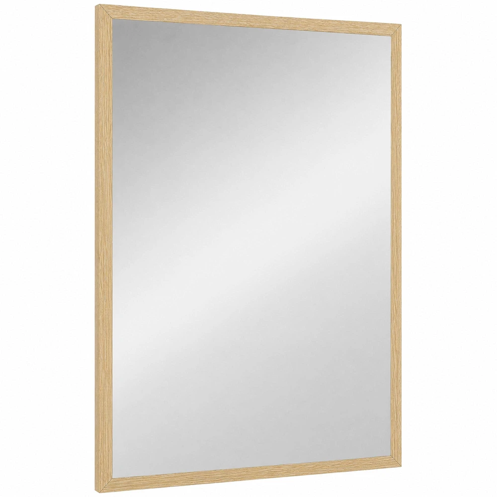HOMCOM sieninis veidrodis 50 x 70 cm, dekoratyvinis veidrodis su 4 kabliukais, stačiakampis veidrodis miegamajam, vonios kambariui