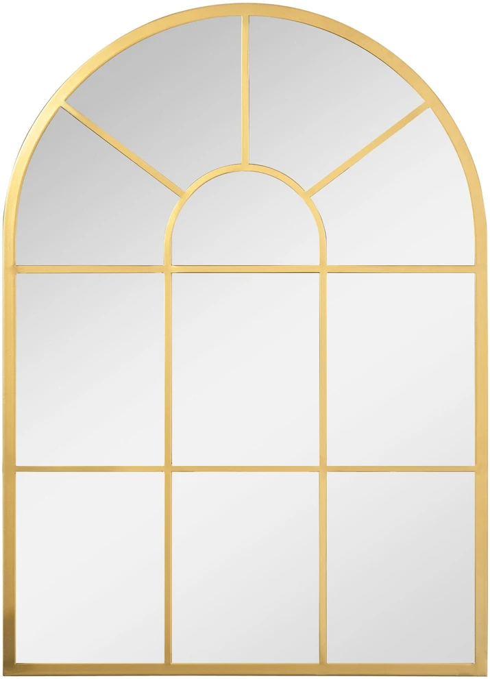 HOMCOM sieninis veidrodis, lango formos veidrodis, 70 x 50 cm, prieškambario veidrodis su metaliniu rėmu, pakabinamas veidrodis, dekoratyvinis veidrodis, viso ūgio veidrodis svetainei, miegamajam, auksinis