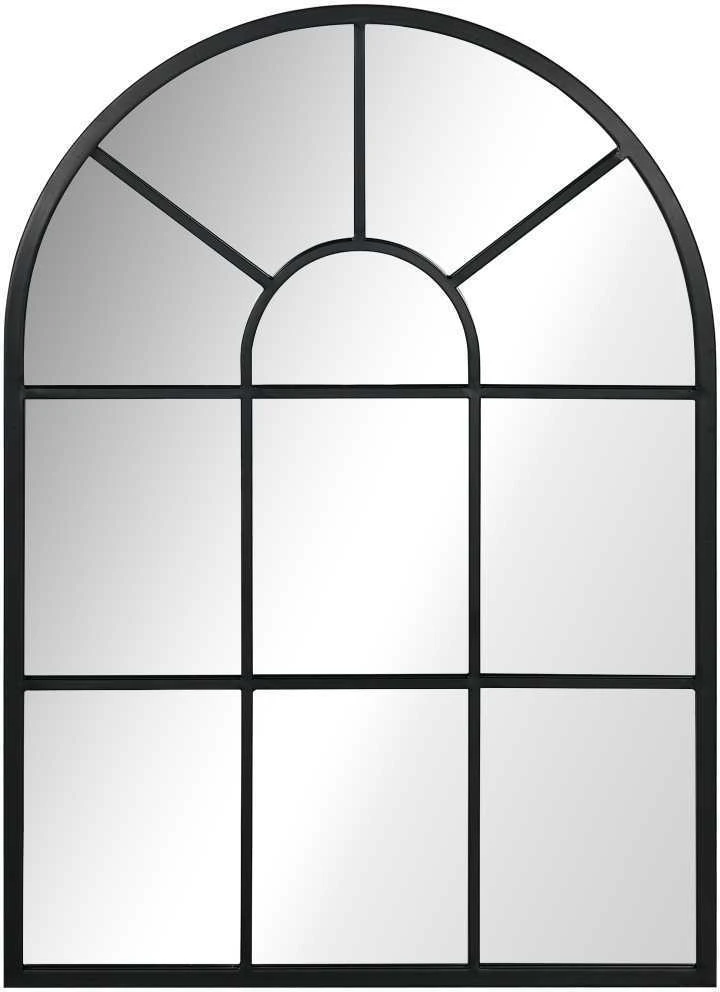 HOMCOM sieninis veidrodis, lango stiliaus 70 x 50 cm dekoratyvinis veidrodis su metaliniu rėmu, kabinamas veidrodis svetainei, miegamajam, juodas