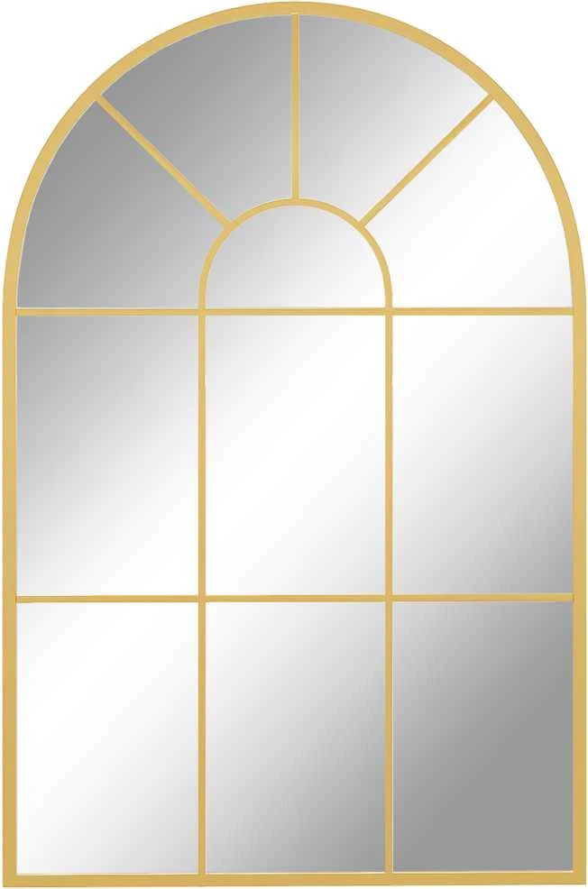 HOMCOM sieninis veidrodis lango dizaino 91 x 60 cm dekoratyvinis veidrodis su metaliniu rėmu pakabinamas veidrodis svetainei, miegamajam, auksinis | Aosom