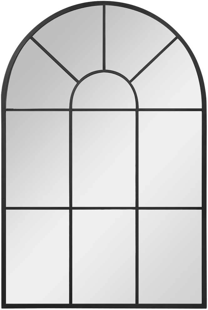 HOMCOM sieninis veidrodis arkiniu lango rėmu 91x60 cm, metalinis rėmas, stiklas, svetainei, miegamajam, valgomajam, koridoriui, juodas