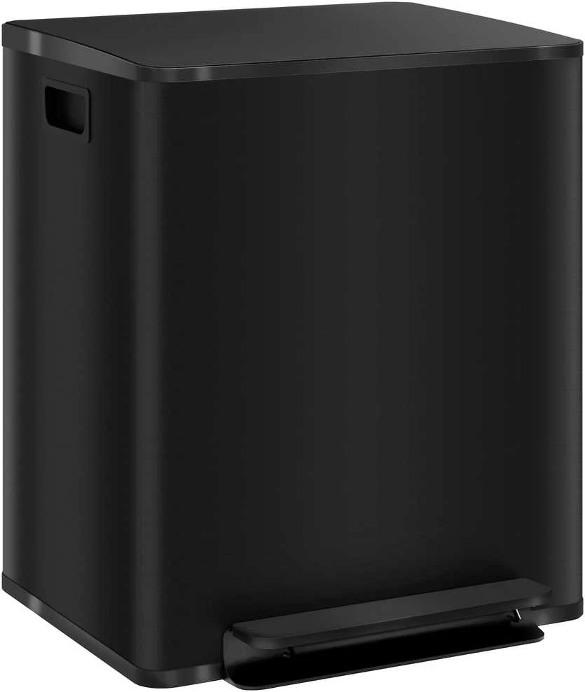 HOMCOM šiukšliadėžė 2 x 25 l, su pedalu, atliekų konteineris su vidiniais kibirais, skirta svetainei, biurui, nerūdijantis plienas, 47,7 x 37,5 x 56 cm