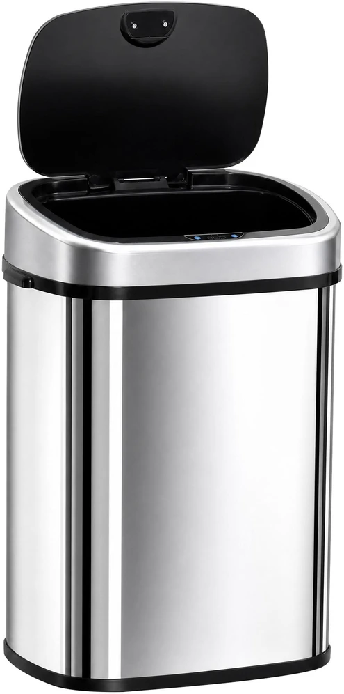 HOMCOM 48L šiukšliadėžė, automatinė virtuvinė šiukšliadėžė su infraraudonųjų spindulių jutikliu, higieniška, nerūdijančio plieno, sidabrinė, 40,5x29,5x68 cm