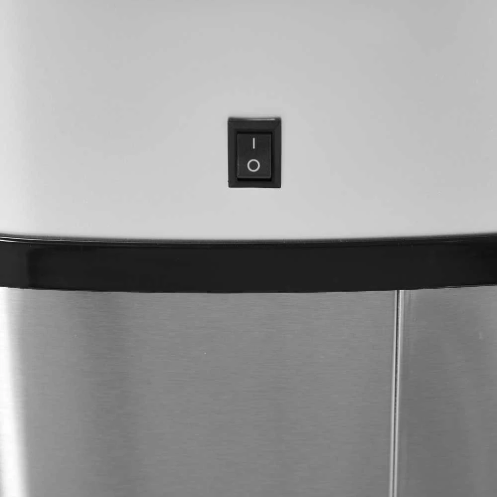 HOMCOM 58L šiukšliadėžė, automatinė su infraraudonųjų spindulių jutikliu, higieniška, didelė, nerūdijantis plienas, sidabrinė, I40,9xP28,9xA68 cm