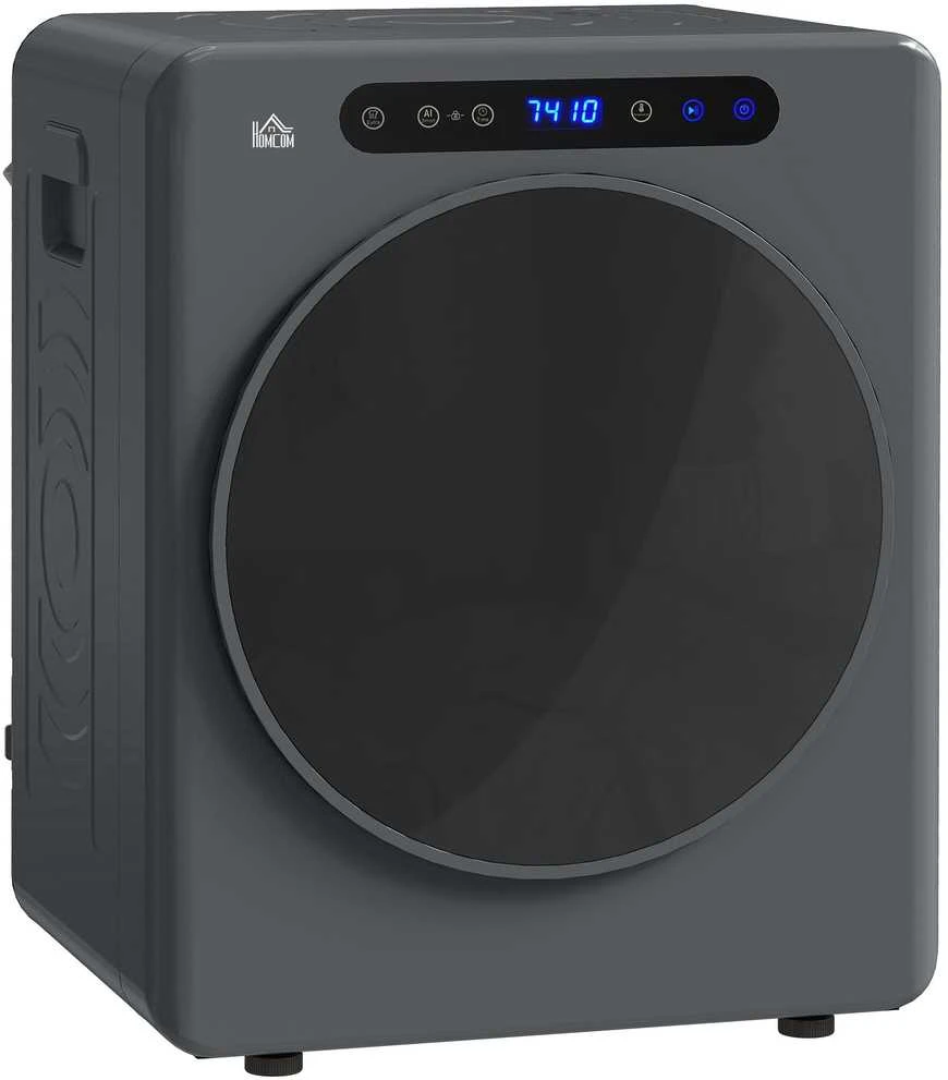 HOMCOM drabužių džiovyklė, 6 programos, 40-60℃, 4kg talpa, kompaktiška, jutiklinis valdymas, pilka
