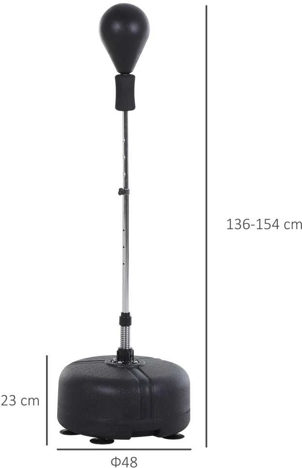HOMCOM bokso kriaušės stovas su pirštinėmis, 136-154 cm reguliuojamo aukščio, tinka profesionalams ir pradedantiesiems, juoda