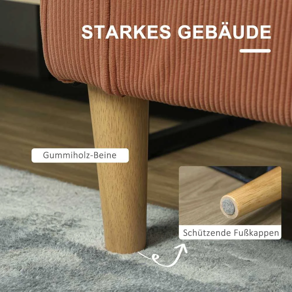 HOMCOM 2 vietų sofa, maža sofa su porankiais, daiktadėže, moderni gobeleninė sofa, velveto išvaizda, medinės kojelės, pagalvė, poilsio sofa svetainei, miegamajam, 117 x 63 x 79 cm, rožinė