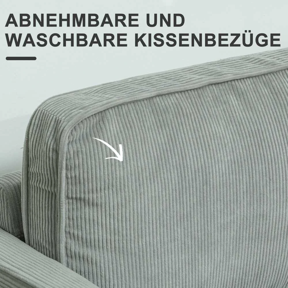 HOMCOM dvivietė sofa, maža sofa su porankiais, daiktadėžė, moderni gobeleninė sofa su velveto išvaizda, medinės kojelės, pagalvėlės, poilsio sofa svetainei, miegamajam, 117 x 63 x 79 cm, šviesiai pilka