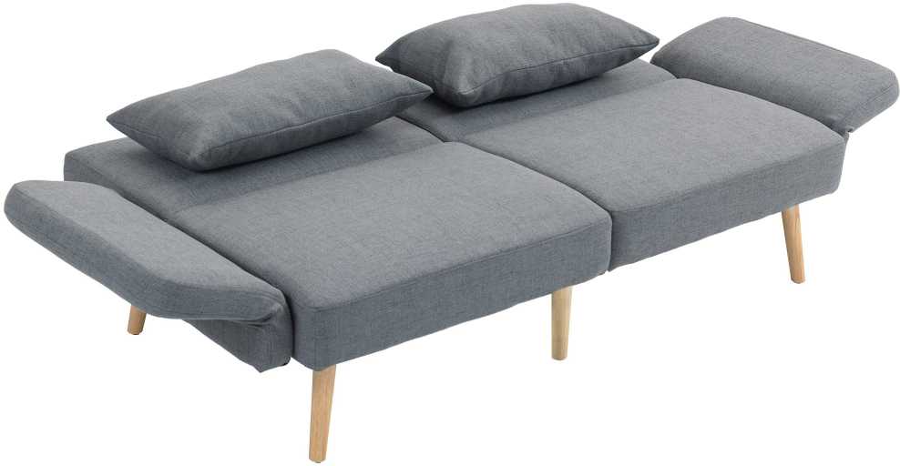 HOMCOM Sofa-lova, 2 vietų sulankstoma lova su lovos funkcija, 2 pagalvėlės, 3 vietų minkšta sofa su reguliuojamu atlošu, lininės išvaizdos, skirta svetainei, miegamajam, 170 x 83 x 80 cm, pilka