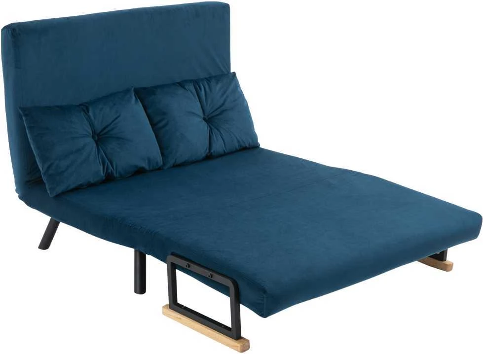 HOMCOM miegamoji sofa, poilsio krėslas, lovos funkcija, sulankstoma sofa, aksominė, su nugaros pagalvėle, reguliuojamas atlošas, mėlyna, 102x73x81cm