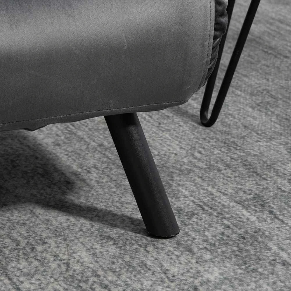 HOMCOM sofa lova su patalynės dėže, sofa su miegojimo funkcija, aksominės išvaizdos sofa su nugaros pagalvėlėmis, tamsiai pilka, 102 x 73 x 81 cm