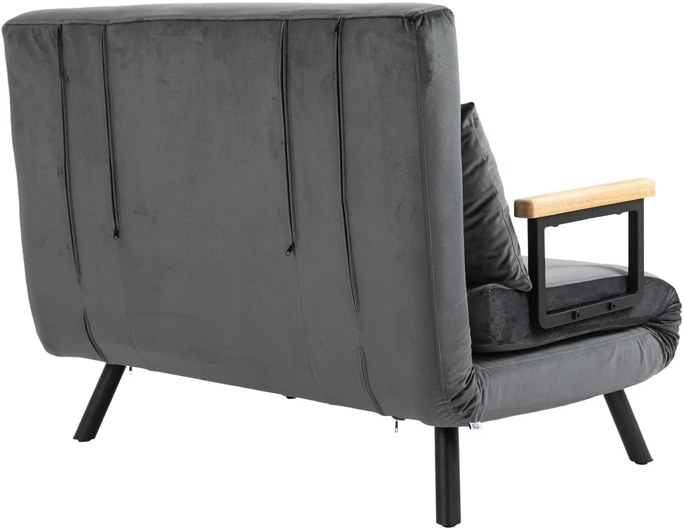 HOMCOM sofa lova su patalynės dėže, sofa su miegojimo funkcija, aksominės išvaizdos sofa su nugaros pagalvėlėmis, tamsiai pilka, 102 x 73 x 81 cm