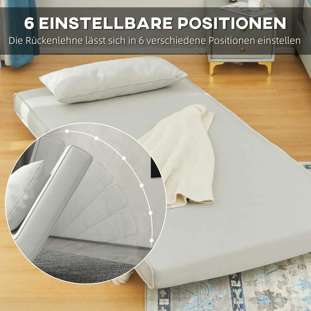 HOMCOM Sofa lova viengulė, sulankstoma sofa su reguliuojamu atlošu, šiaurietiška, lino imitacija