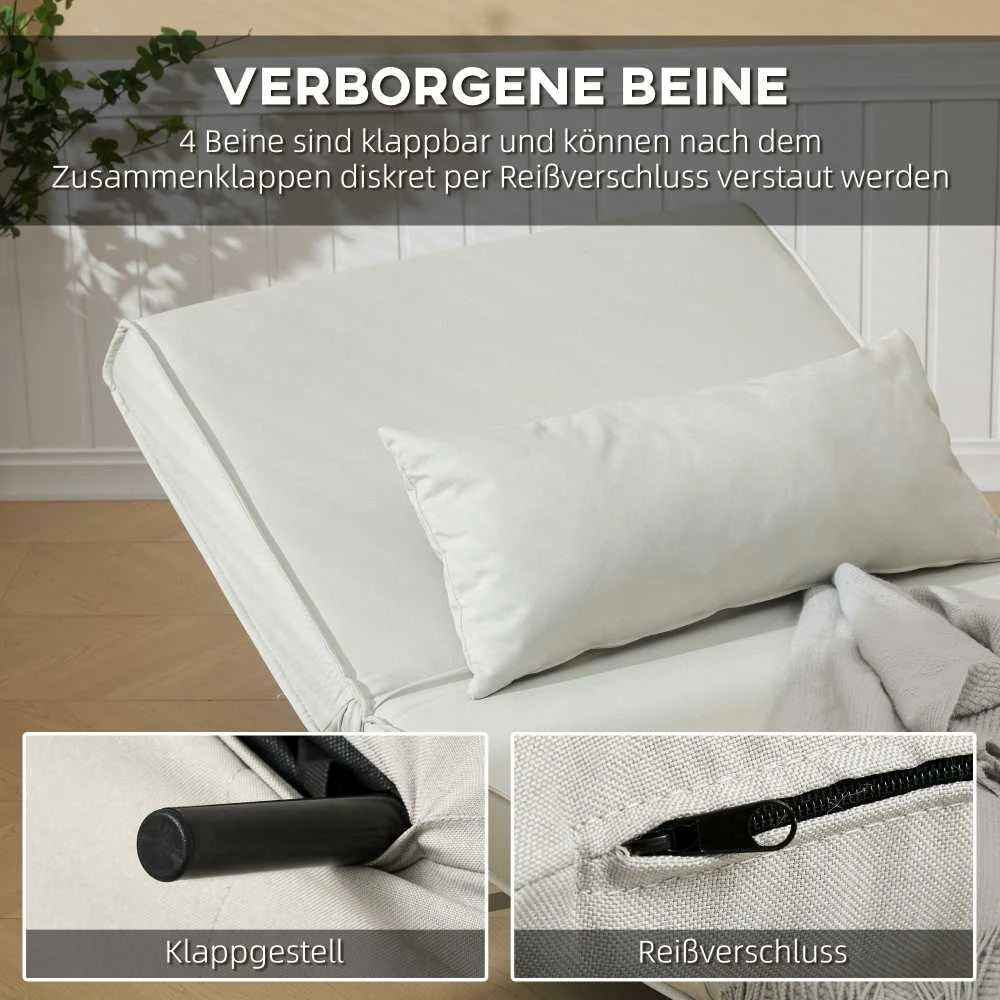 HOMCOM Sofa lova viengulė, sulankstoma sofa su reguliuojamu atlošu, šiaurietiška, lino imitacija