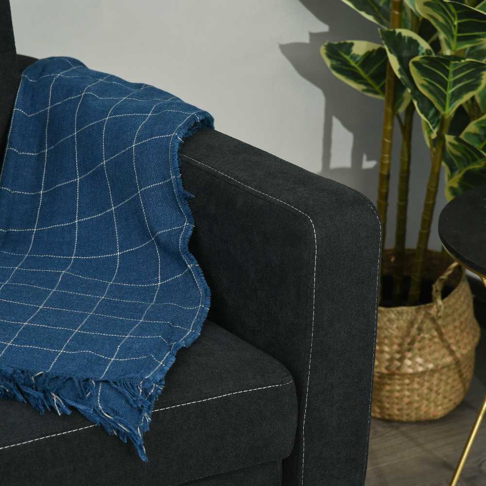 HOMCOM sofa lova, sulankstoma sofa, 2 vietų medžiaginė sofa, sofa-lova, sofa su miegojimo funkcija, sofų komplektas, reguliuojamas kampas, juoda, 148 x 82 x 89 cm