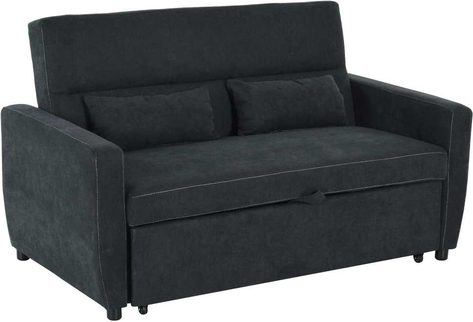 HOMCOM sofa lova, sulankstoma sofa, 2 vietų medžiaginė sofa, sofa-lova, sofa su miegojimo funkcija, sofų komplektas, reguliuojamas kampas, juoda, 148 x 82 x 89 cm