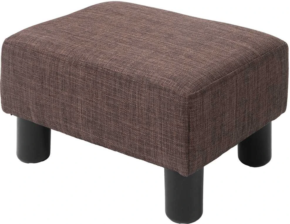 HOMCOM sėdima taburetė otomanas kojų atrama stačiakampė, lininis apmušalas, paminkštinta taburetė iki 100 kg apkrova, svetainei, koridoriui, ruda, 40 x 30 x 24 cm