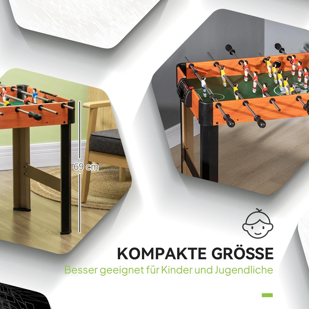 HOMCOM stalo futbolas, stalo futbolo rinkinys, 2 kamuoliukai, neslidžios rankenos, vaikams ir suaugusiems, taškų skaičiavimas, MDF, metalas, spalvotas