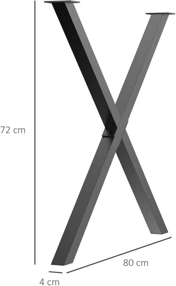 HOMCOM Stalo kojos, 2 dalys, plieninės, skirtos valgomojo stalui, X formos, juodos spalvos, 72 cm