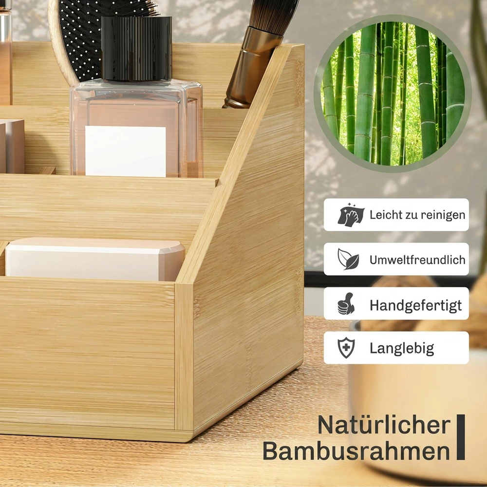 HOMCOM stalo organizatorius, biuro daiktadėžė su 2 stalčiais, tvarkai ir organizavimui, natūrali, I33 x P20,5 x A15,5 cm