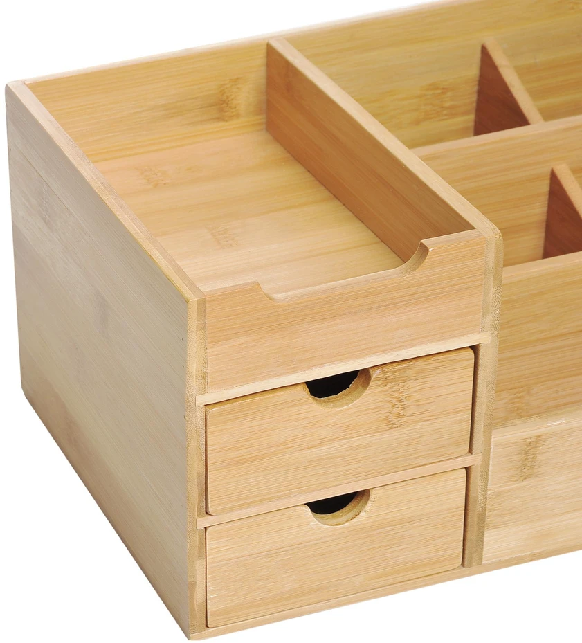 HOMCOM stalo organizatorius, biuro daiktadėžė su 2 stalčiais, tvarkai ir organizavimui, natūrali, I33 x P20,5 x A15,5 cm