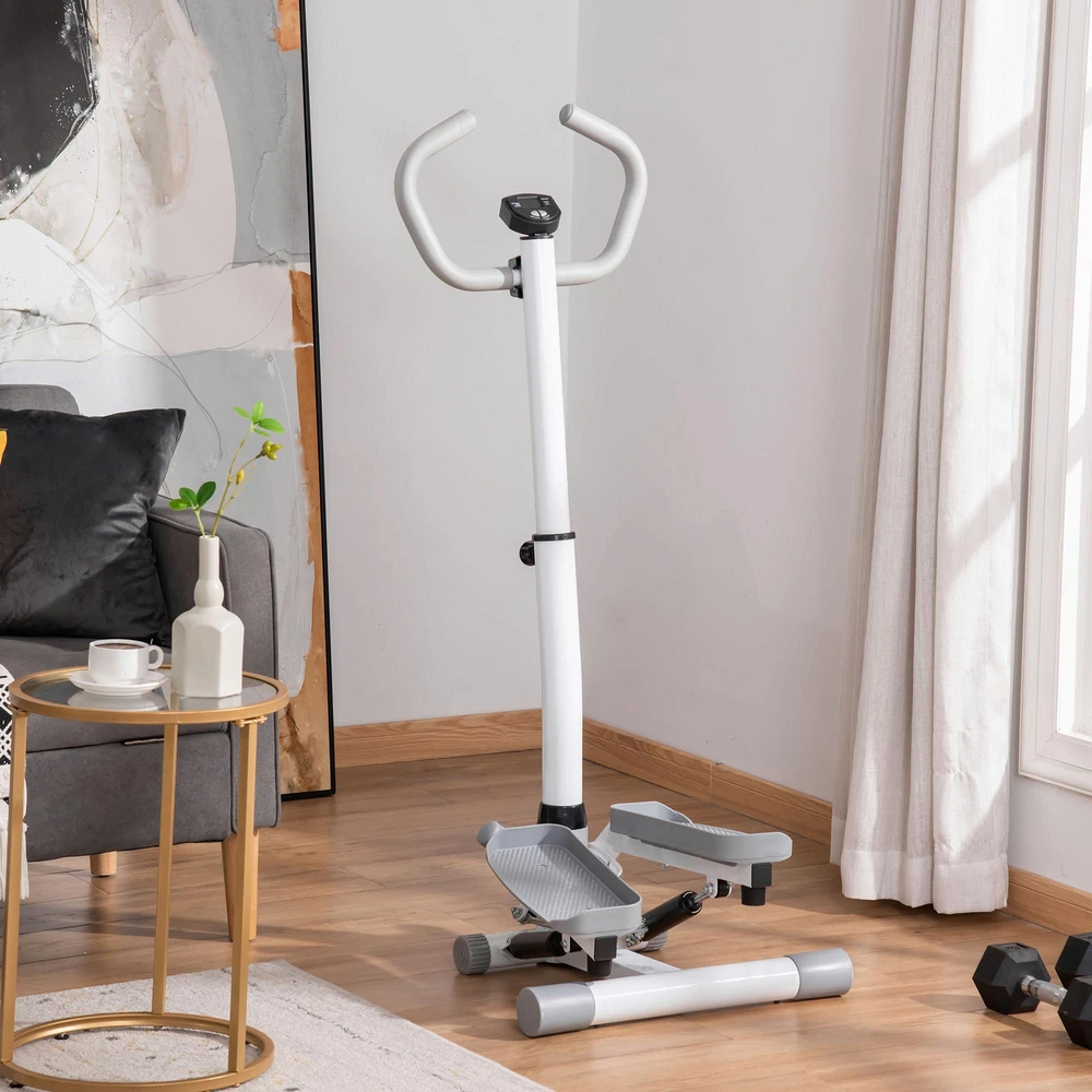 HOMCOM Stepper treniruoklis namams su LCD ekranu, reguliuojamu greičiu, metalinis, ABS, 55 x 53 x 118-128 cm