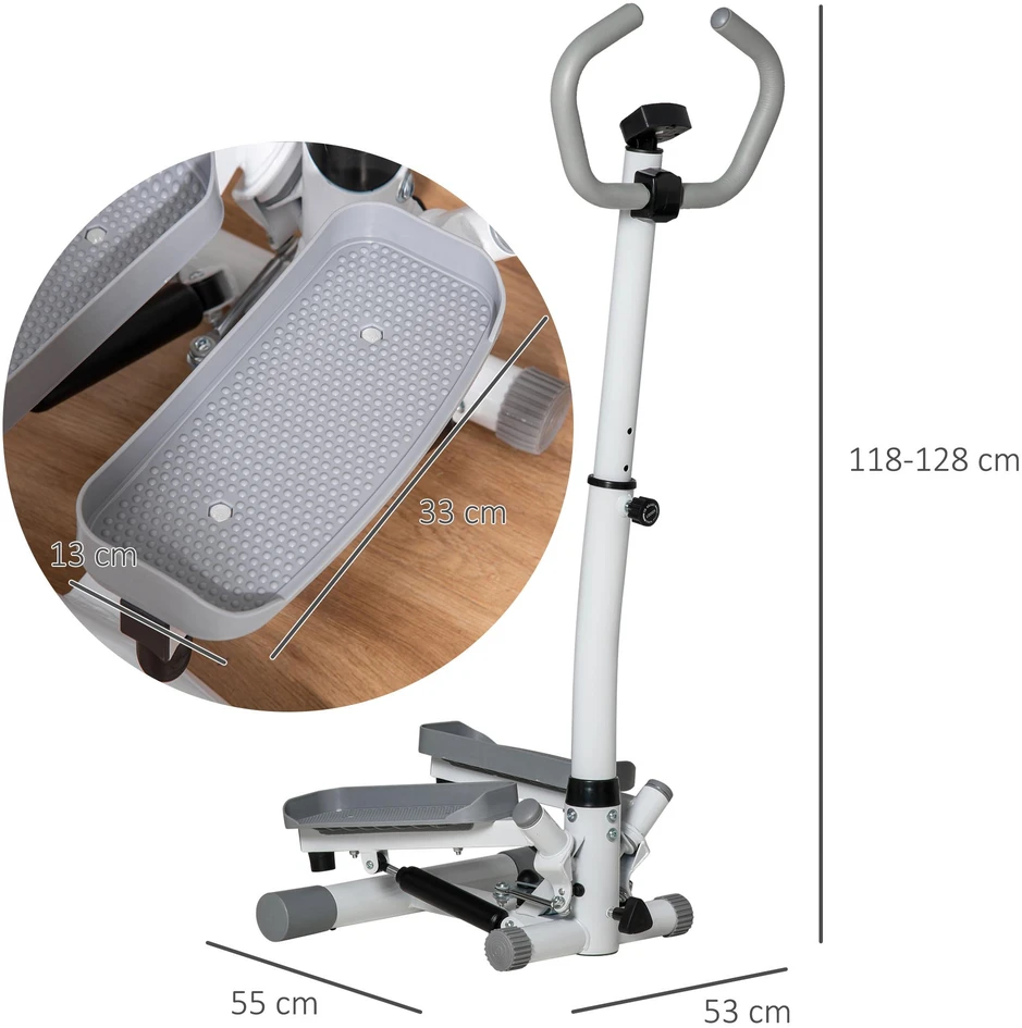 HOMCOM Stepper treniruoklis namams su LCD ekranu, reguliuojamu greičiu, metalinis, ABS, 55 x 53 x 118-128 cm