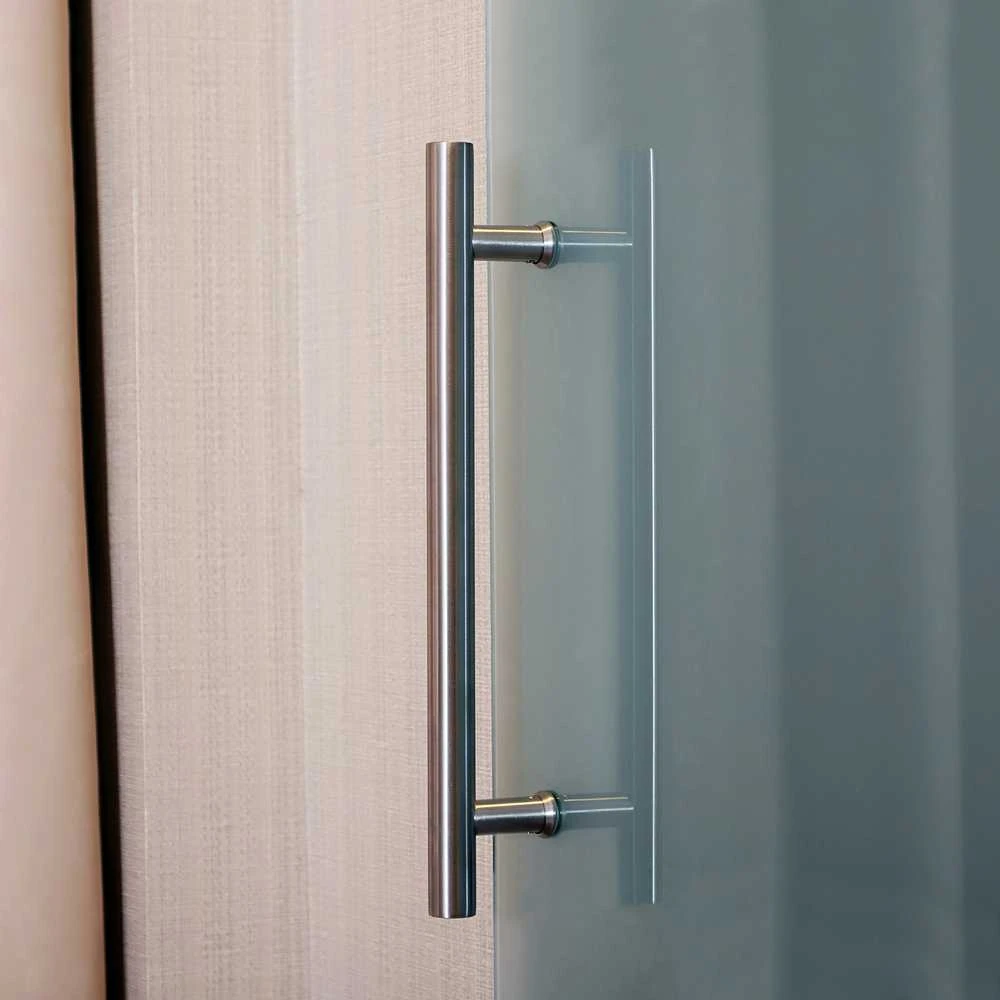 HOMCOM stiklinės stumdomos durys, pilnas komplektas, kambario durys su rankena, viena pusė matinė, 2050x900 mm