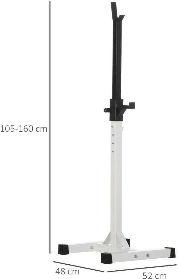 HOMCOM hantelių stovas, 2 vnt. komplektas, štangos stovas, reguliuojamo aukščio, su guminiais kojelių antgaliais, 105-160 cm, jėgos treniruotėms, iki 150 kg