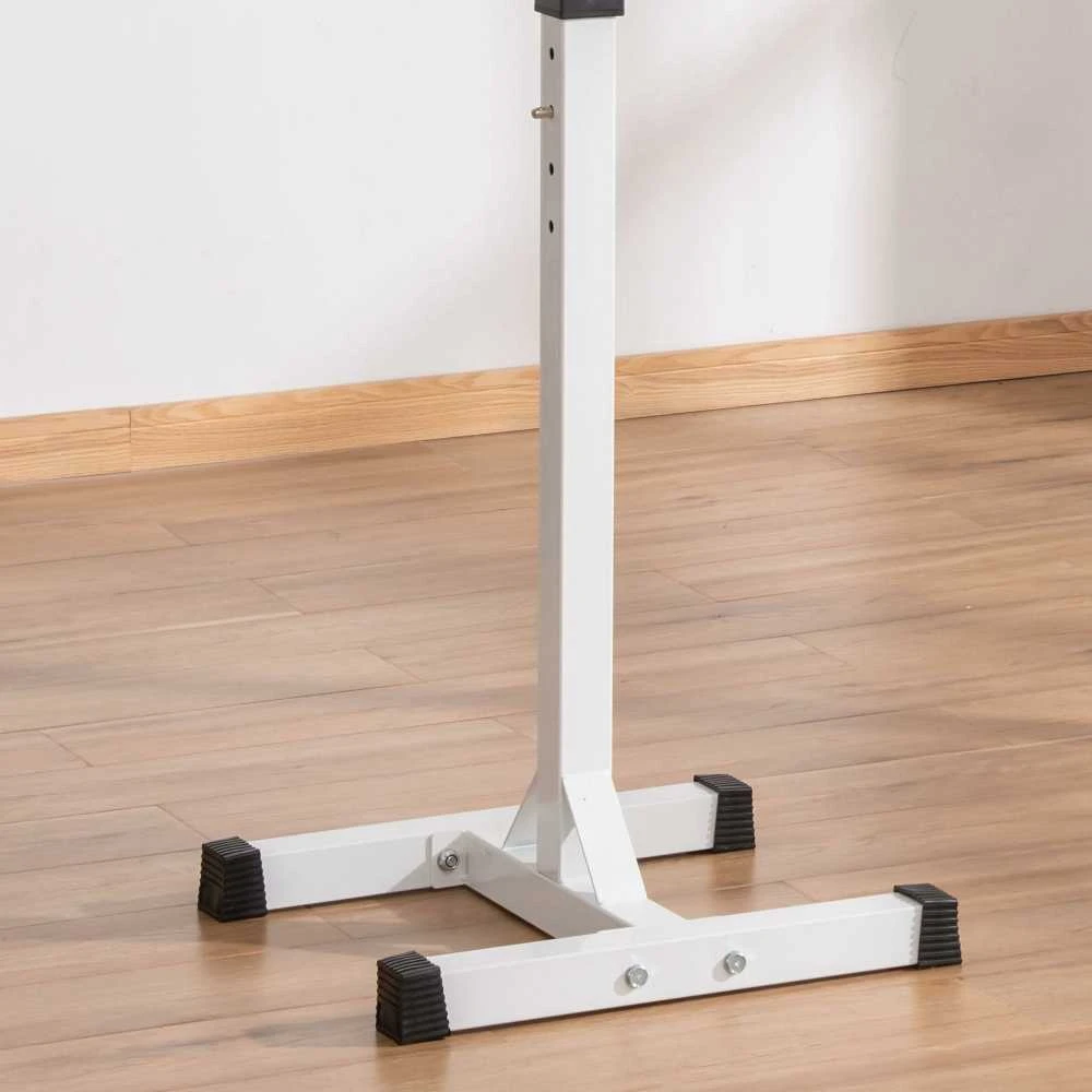 HOMCOM hantelių stovas, 2 vnt. komplektas, štangos stovas, reguliuojamo aukščio, su guminiais kojelių antgaliais, 105-160 cm, jėgos treniruotėms, iki 150 kg