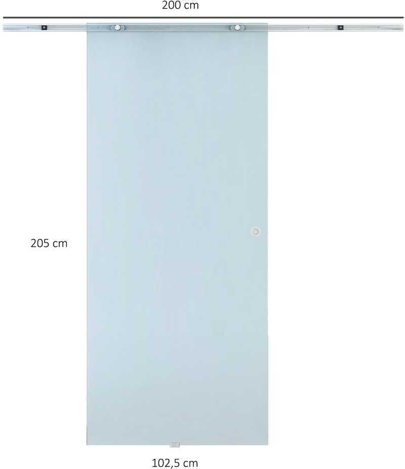 HOMCOM Stumdomos stiklinės durys Stumdomos stiklinės durys, matinis stiklas, 775/900/1025x2050 mm