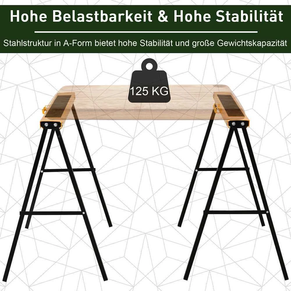 HOMCOM darbinis ožys, pjaustymo ožys, atraminis ožys, sulankstomas, neslystantis, plieno, oranžinis, juodas, 99,5 x 50 x 78 cm, keliamoji galia 125 kg