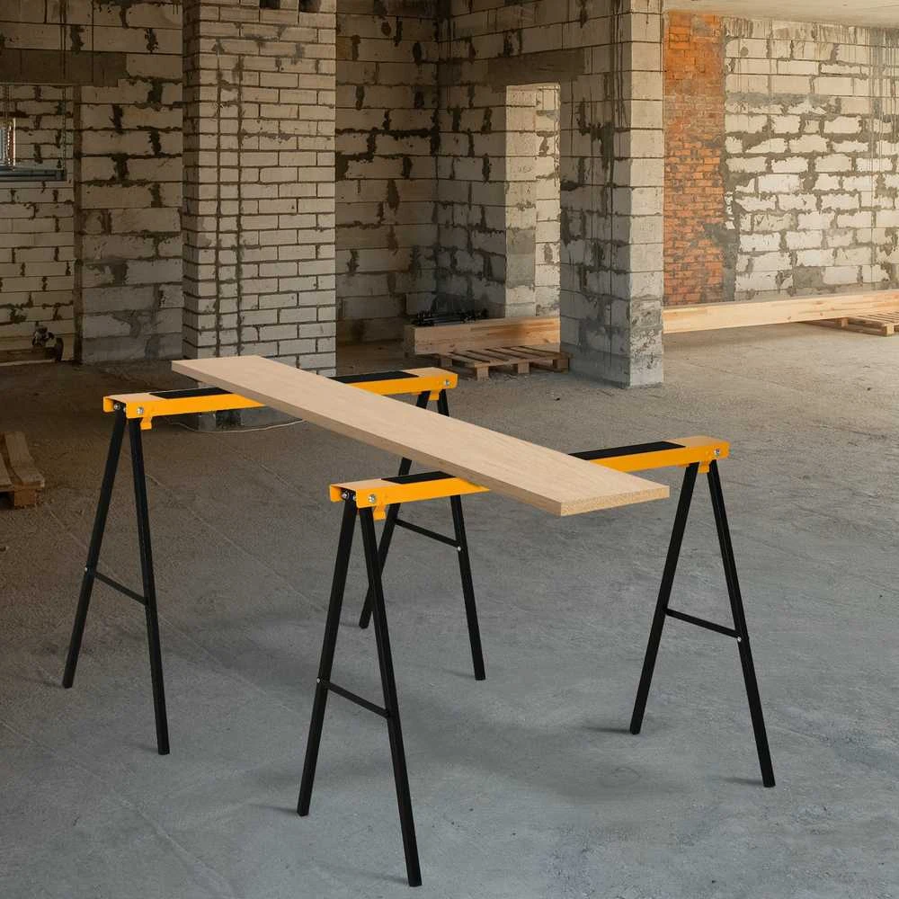 HOMCOM darbinis ožys, pjaustymo ožys, atraminis ožys, sulankstomas, neslystantis, plieno, oranžinis, juodas, 99,5 x 50 x 78 cm, keliamoji galia 125 kg