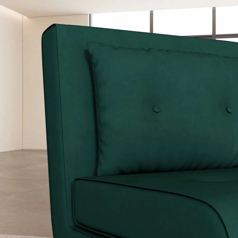 HOMCOM išskleidžiamas fotelis, fotelis-lova, vienvietė sofa su pagalve, svečių lova, minkšta sofa aksomo imitacijos, tamsiai žalia, 77 x 88 x 83 cm