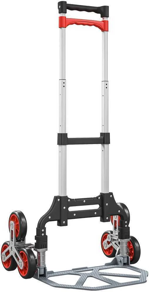 HOMCOM sulankstomas laiptinis karutis, 6 ratų sistema, keliamoji galia 70 kg, aliuminis, raudonas