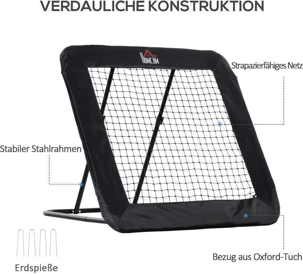 HOMCOM sulankstomi futbolo vartai, futbolo atmušamoji sienelė, tinklas įvairioms sporto šakoms, reguliuojamas 5 padėtimis, 128x118x108-120 cm