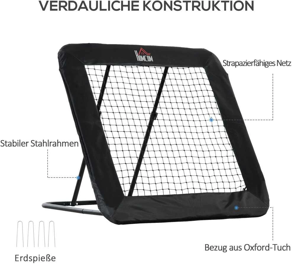 HOMCOM sulankstomi futbolo vartai, futbolo atmušamoji sienelė, tinklas įvairioms sporto šakoms, reguliuojamas 5 padėtimis, 128x118x108-120 cm
