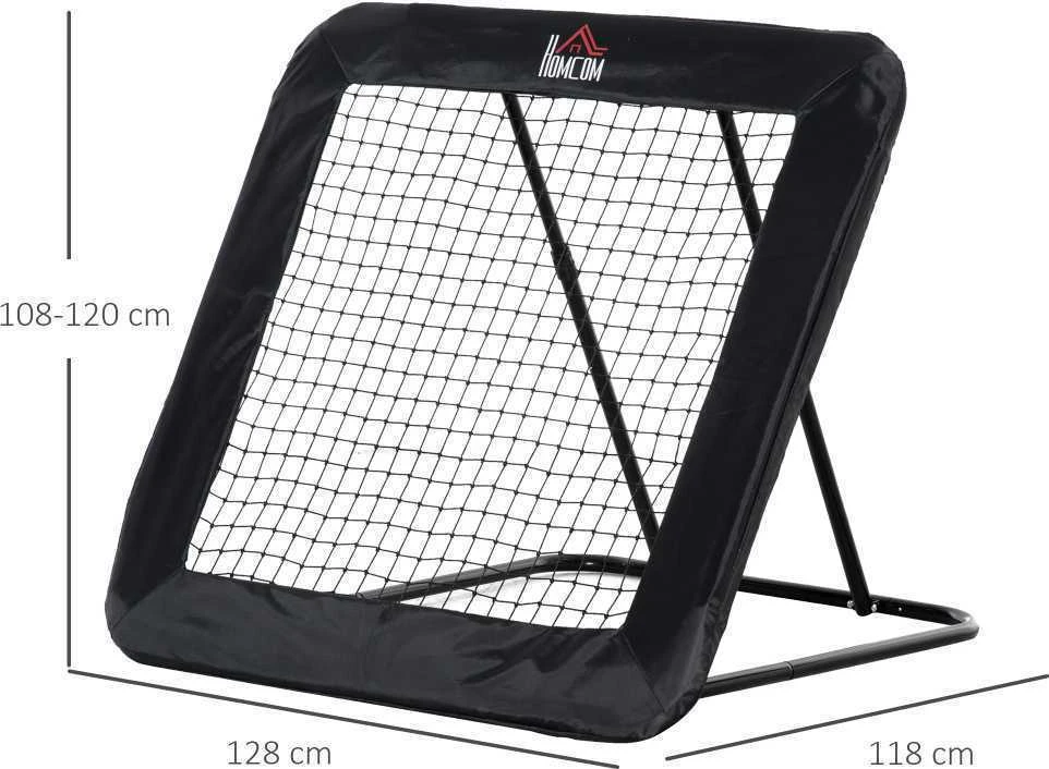 HOMCOM sulankstomi futbolo vartai, futbolo atmušamoji sienelė, tinklas įvairioms sporto šakoms, reguliuojamas 5 padėtimis, 128x118x108-120 cm