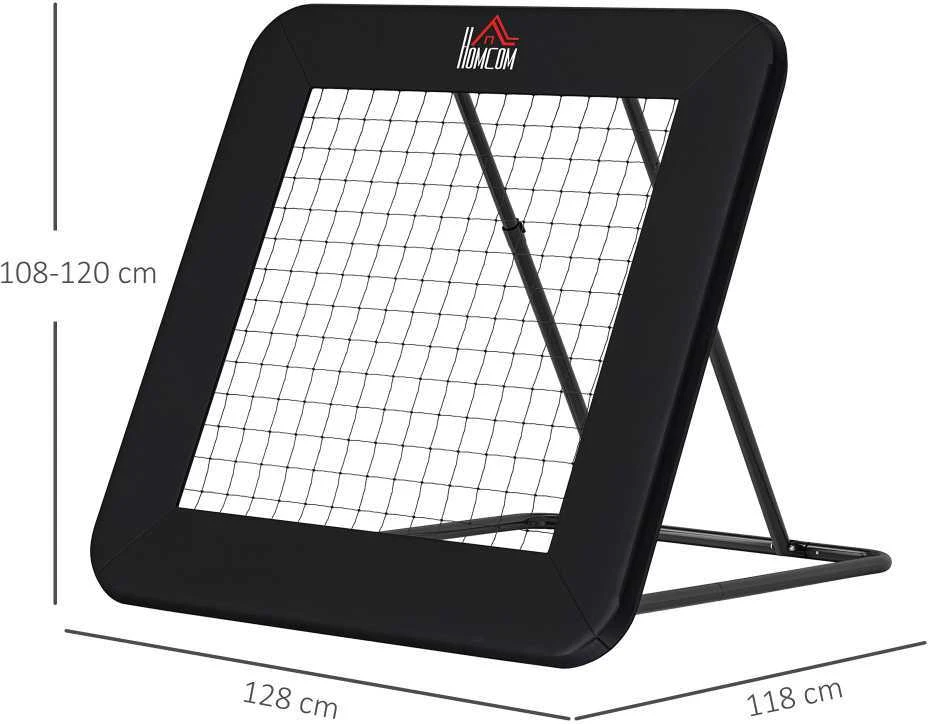 HOMCOM sulankstomi futbolo vartai, futbolo atmušamoji sienelė, tinklas įvairioms sporto šakoms, reguliuojamas 5 padėtimis, 128x118x108-120 cm