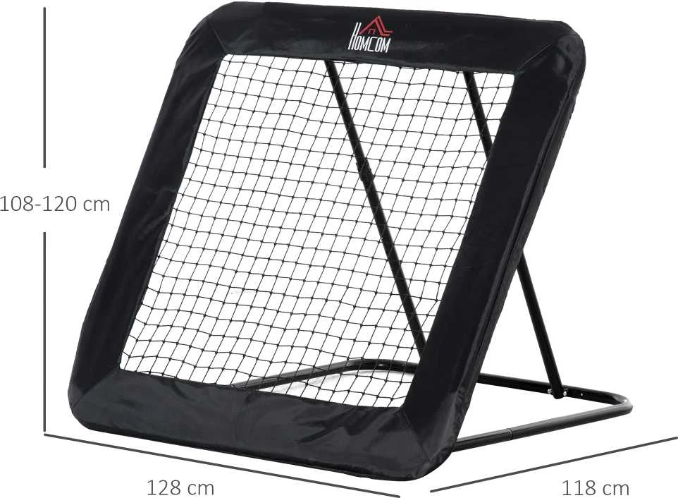 HOMCOM sulankstomi futbolo vartai, futbolo atmušamoji sienelė, tinklas įvairioms sporto šakoms, reguliuojamas 5 padėtimis, 128x118x108-120 cm