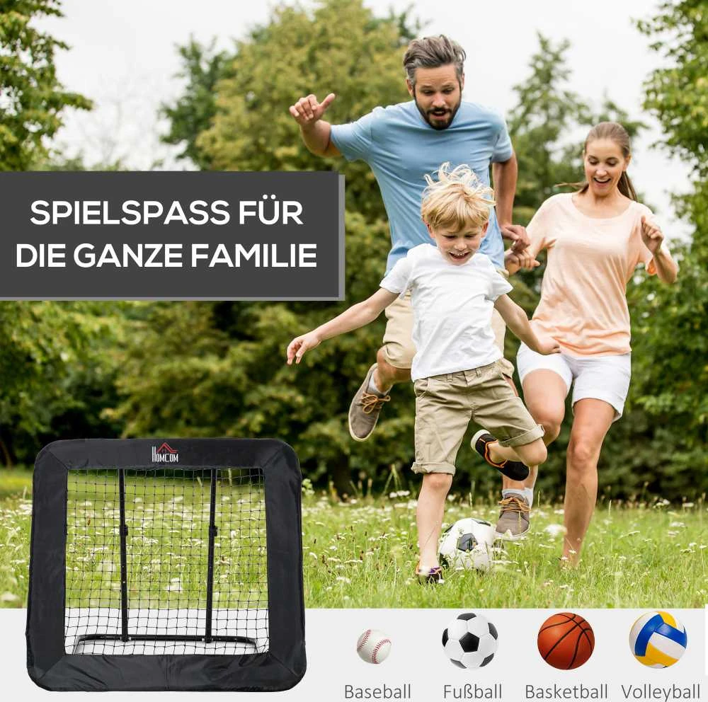 HOMCOM sulankstomi futbolo vartai, futbolo atmušamoji sienelė, tinklas įvairioms sporto šakoms, reguliuojamas 5 padėtimis, 128x118x108-120 cm