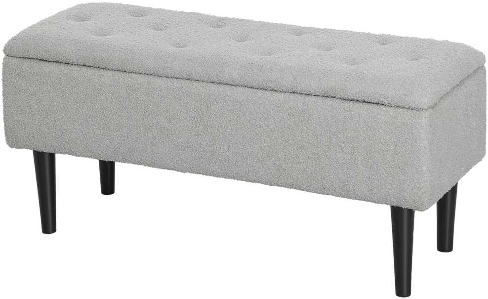 HOMCOM suoliukas su daiktadėže, lovos suoliukas, paminkštintas suoliukas su atverčiamu dangčiu, aksomo išvaizdos, skrynia, svetainei, miegamajam, pilkas, 95 x 38 x 45 cm