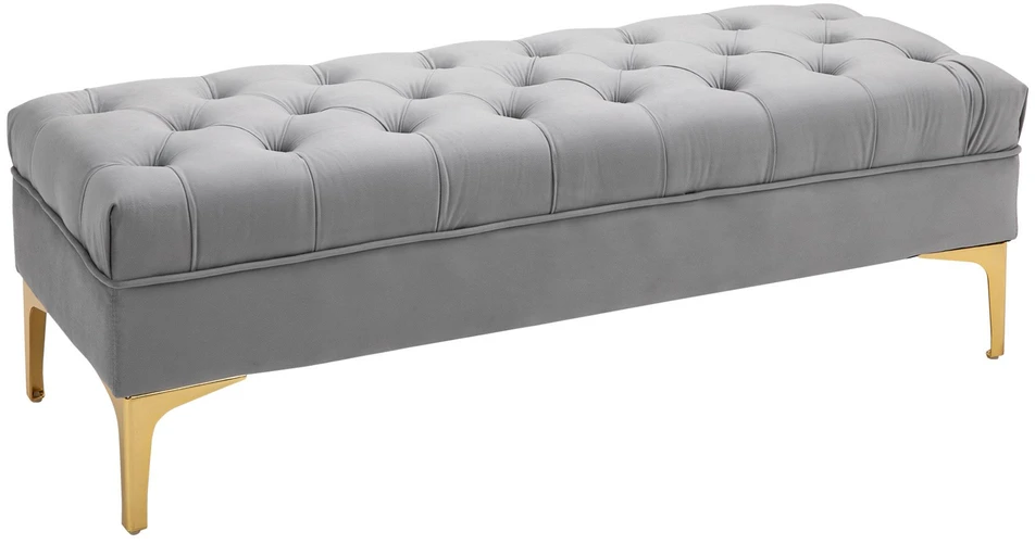 HOMCOM suoliukas, lovos suoliukas, batų suolelis su paaukštintomis kojomis, aksominis, šviesiai pilkas, 118x45x42 cm, skirtas miegamajam