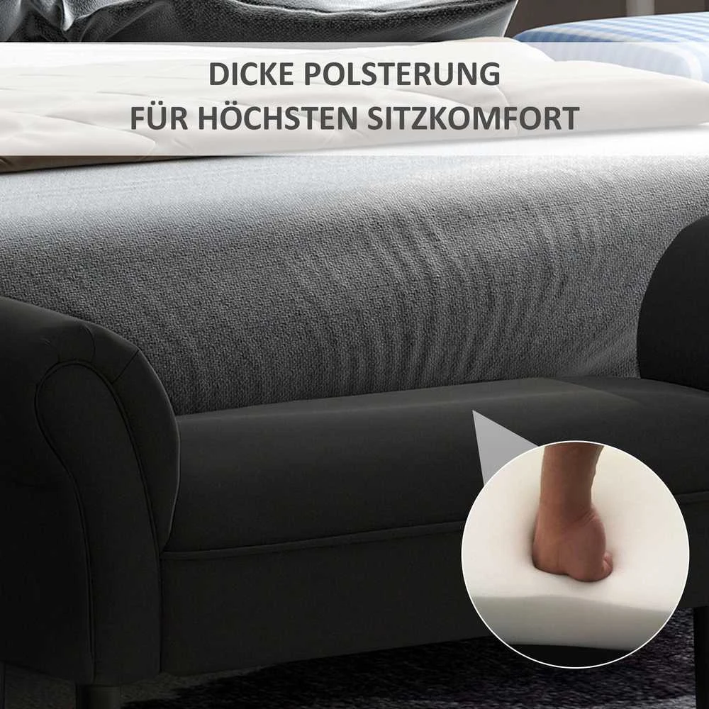 HOMCOM minkštasuolis miegamajam, lovos suoliukas, suoliukas su paminkštinimu, juodas, MDF ir putplastis, 102x31x51 cm