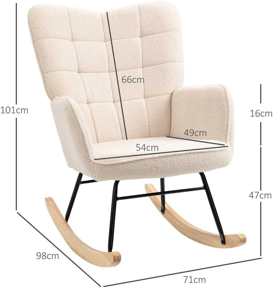 HOMCOM supamoji kėdė, krėslas, akcentinė kėdė, poilsio kėdė su berberų vilna, miegamajam, iki 120 kg, smėlio spalvos, 71x92x101 cm