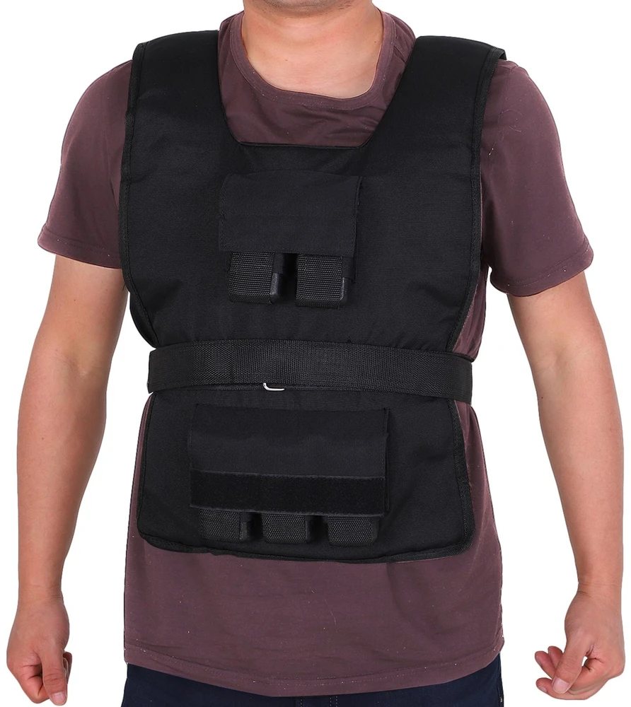 HOMCOM svorio liemenė 20 kg treniruočių liemenė reguliuojama jėgos treniruočių fitneso liemenė oksfordinė geležis juoda 36 x 52 cm