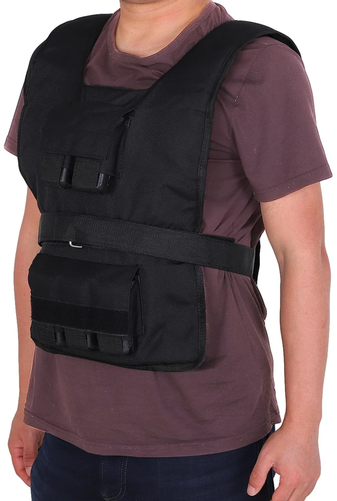 HOMCOM svorio liemenė 20 kg treniruočių liemenė reguliuojama jėgos treniruočių fitneso liemenė oksfordinė geležis juoda 36 x 52 cm
